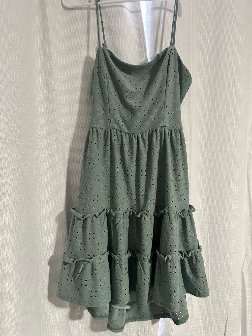 Windsor Sage Eyelet Midi Dress with Spaghetti Straps